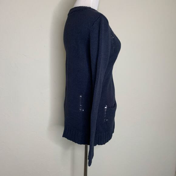 Distressed Navy Blue Cardigan Sz Small - Picture 4 of 10
